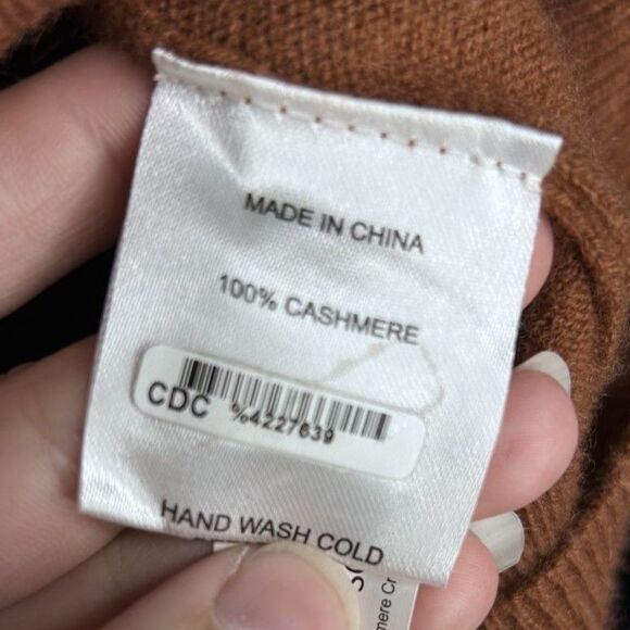 Quince Womens Chestnut Mongolian Cashmere Long-Sleeved Soft Crewneck Sweater - M - Picture 8 of 9